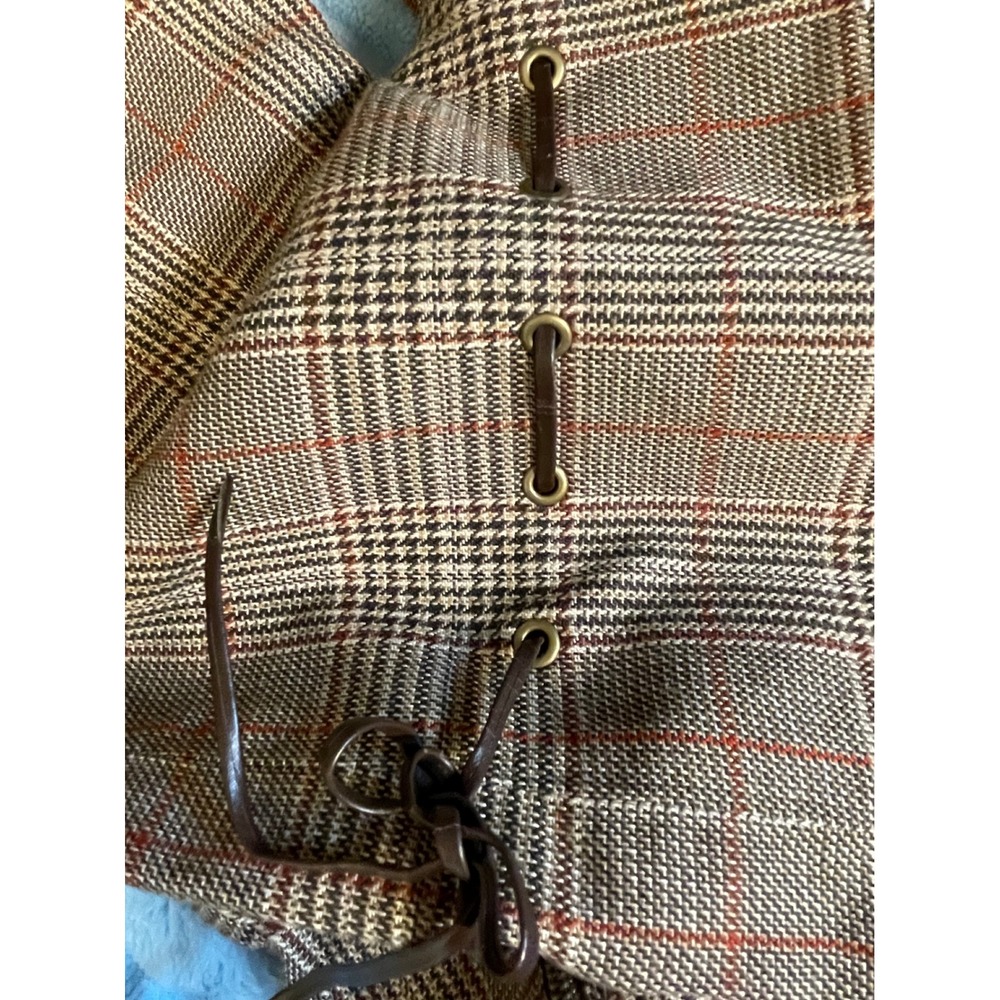 Brown Plaid Over The Knee Boots Women's Size 10 Stiletto Heel Lace Up Detail - Picture 6 of 7